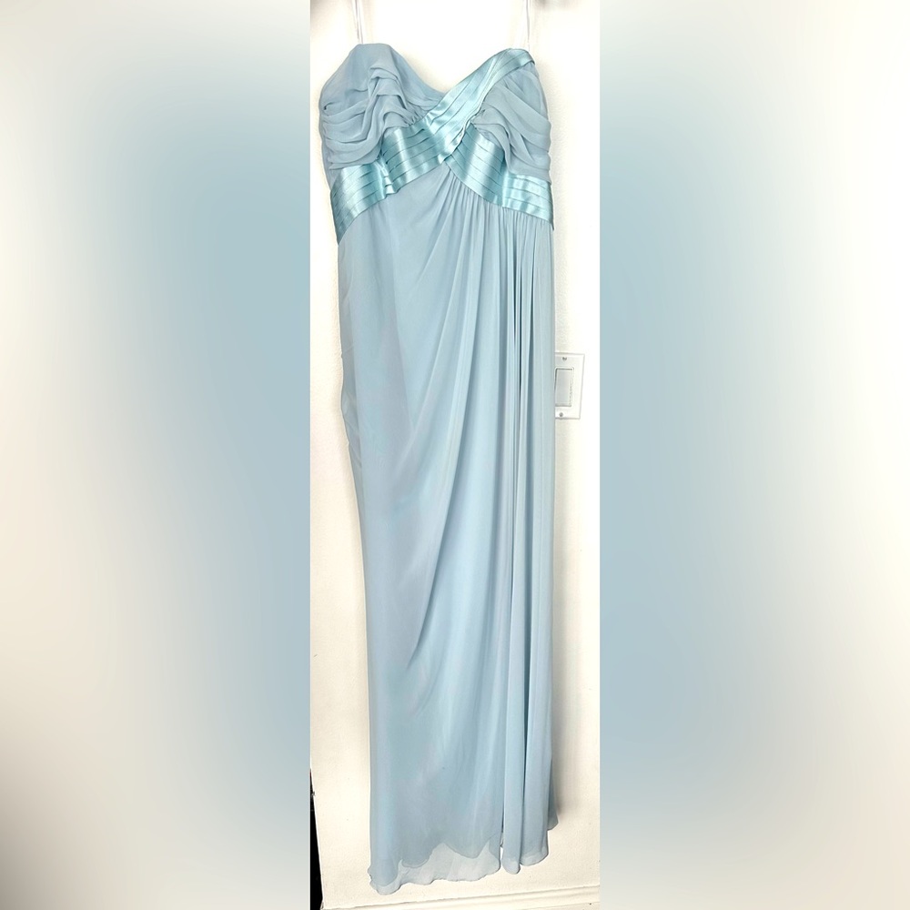 ABS Allen Schwartz Silk Chiffon Maxi Strapless Dress